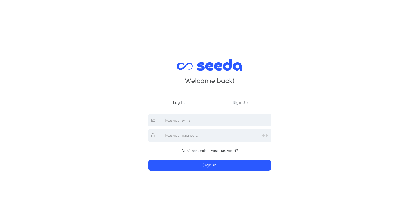Seeda Login Screen